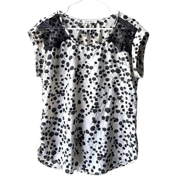 Women’s Stylish Top Elegant Shirt Silk Blouse Black & White - Picture 1 of 5